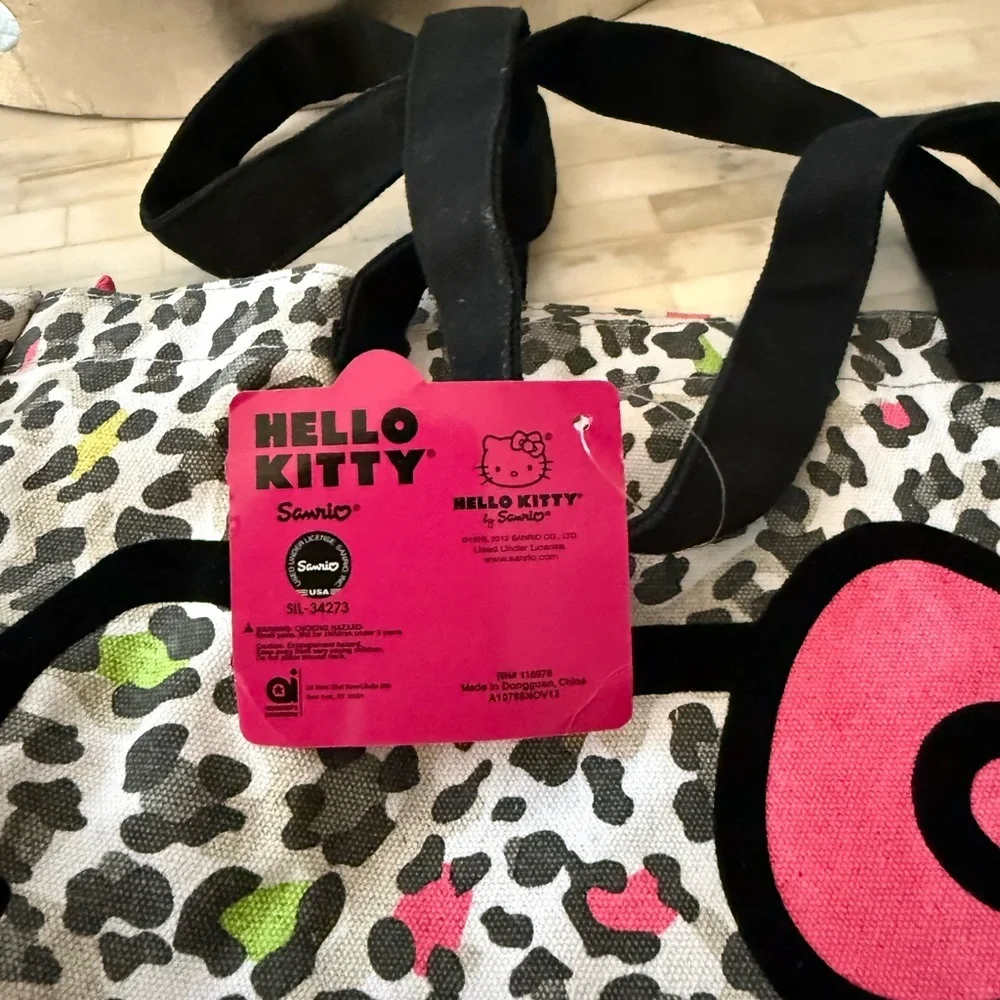 Hello Kitty Leopard Print Kids Bag - Pink and Black